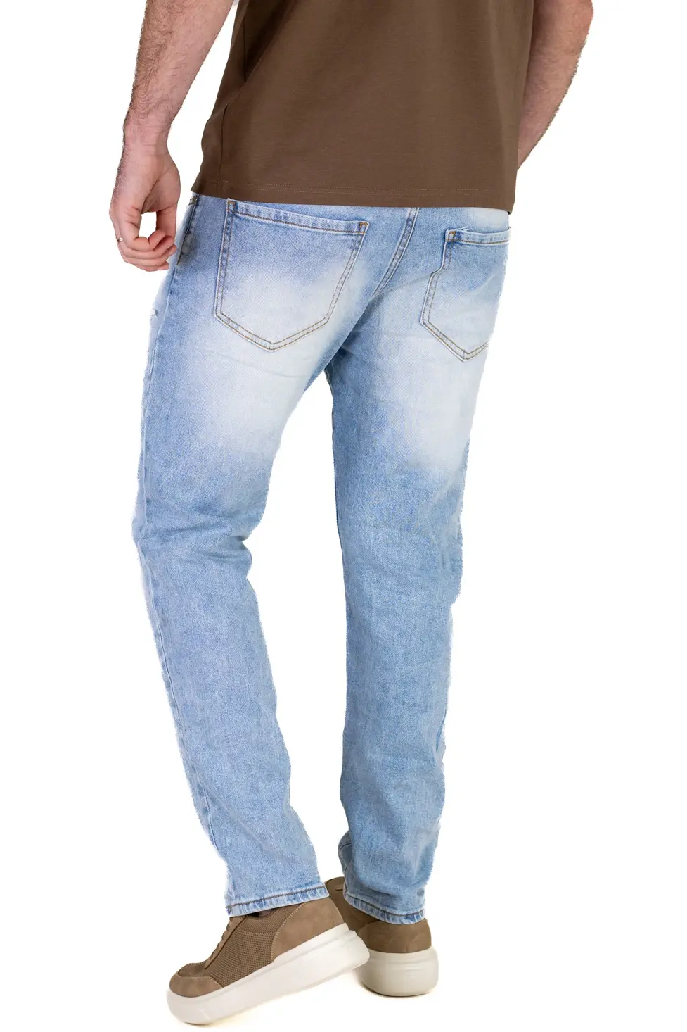 Blugi Bărbați Regular Fit Ice Blue Distressed cu Pete de Vopsea [4]