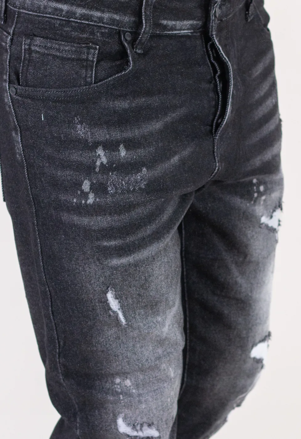 Blugi barbati slim fit – negri cu rupturi [6]