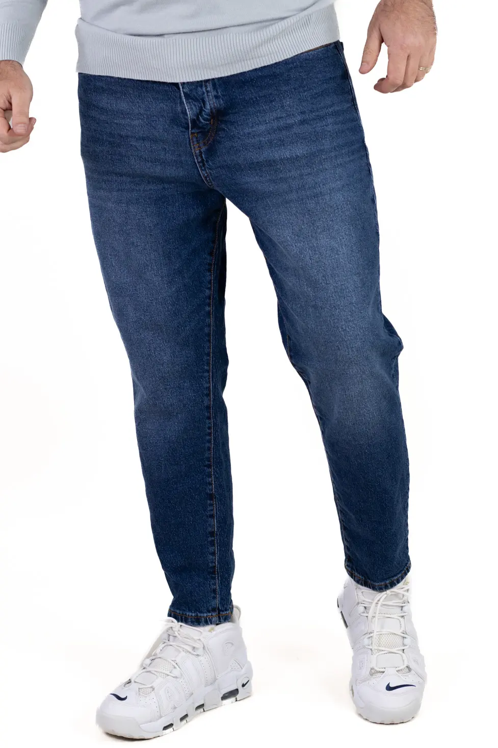 Noutati - Blugi boyfriend bărbați din bumbac 100%, albastru închis