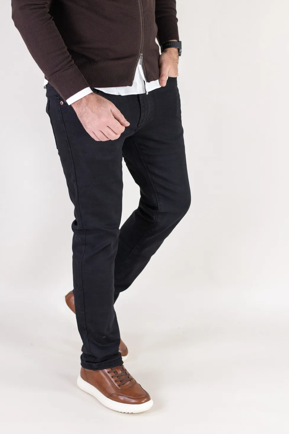 BLUGI - Blugi negri simpli barbati regular fit
