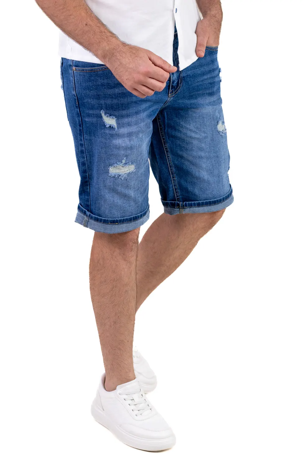 BLUGI - Blugi scurți pentru bărbați – Stil Ripped
