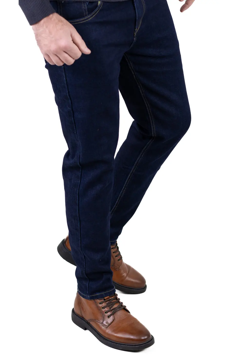 Blugi simpli bărbați regular fit albastru indigo [6]