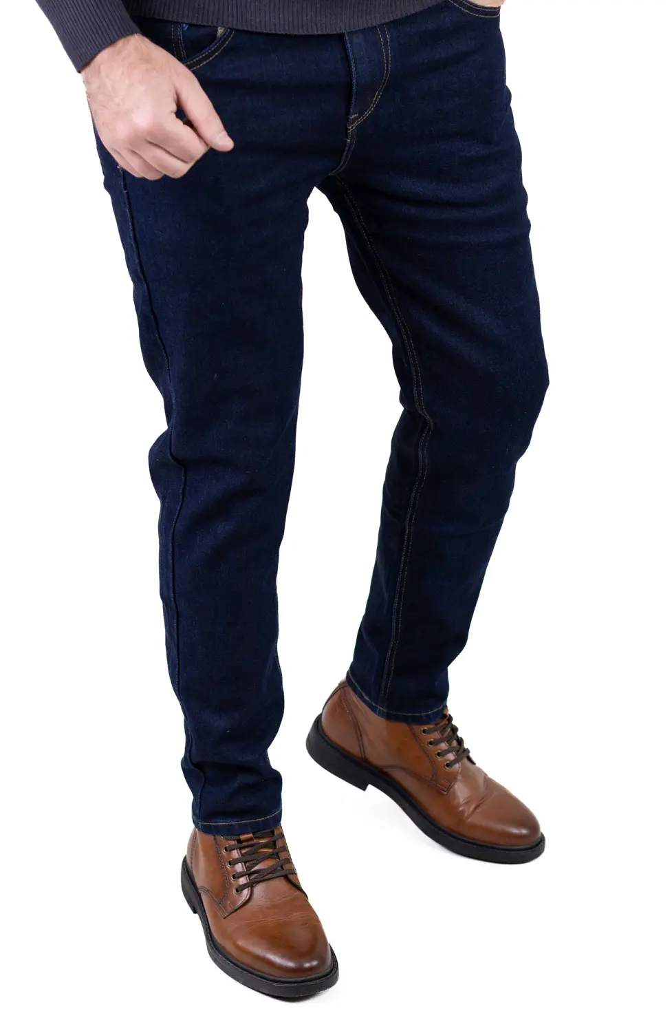 Blugi simpli bărbați regular fit albastru indigo [2]