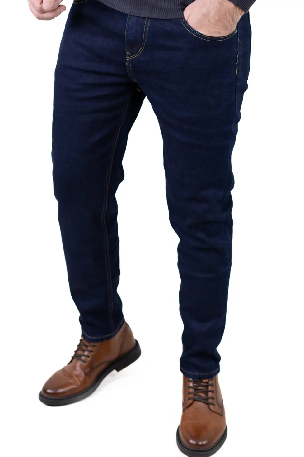 Noutati - Blugi simpli bărbați regular fit albastru indigo