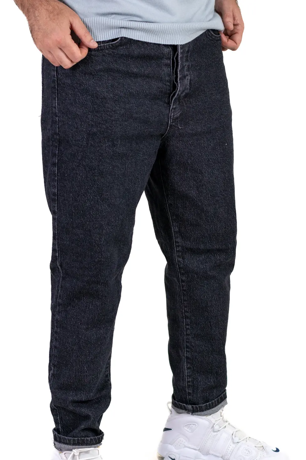 Blugi boyfriend bărbați din bumbac 100%, negri prespălați [1]