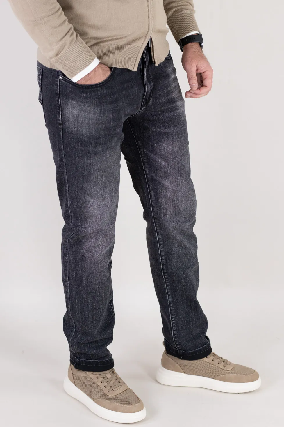 BLUGI - Blugi gri simpli barbati regular fit