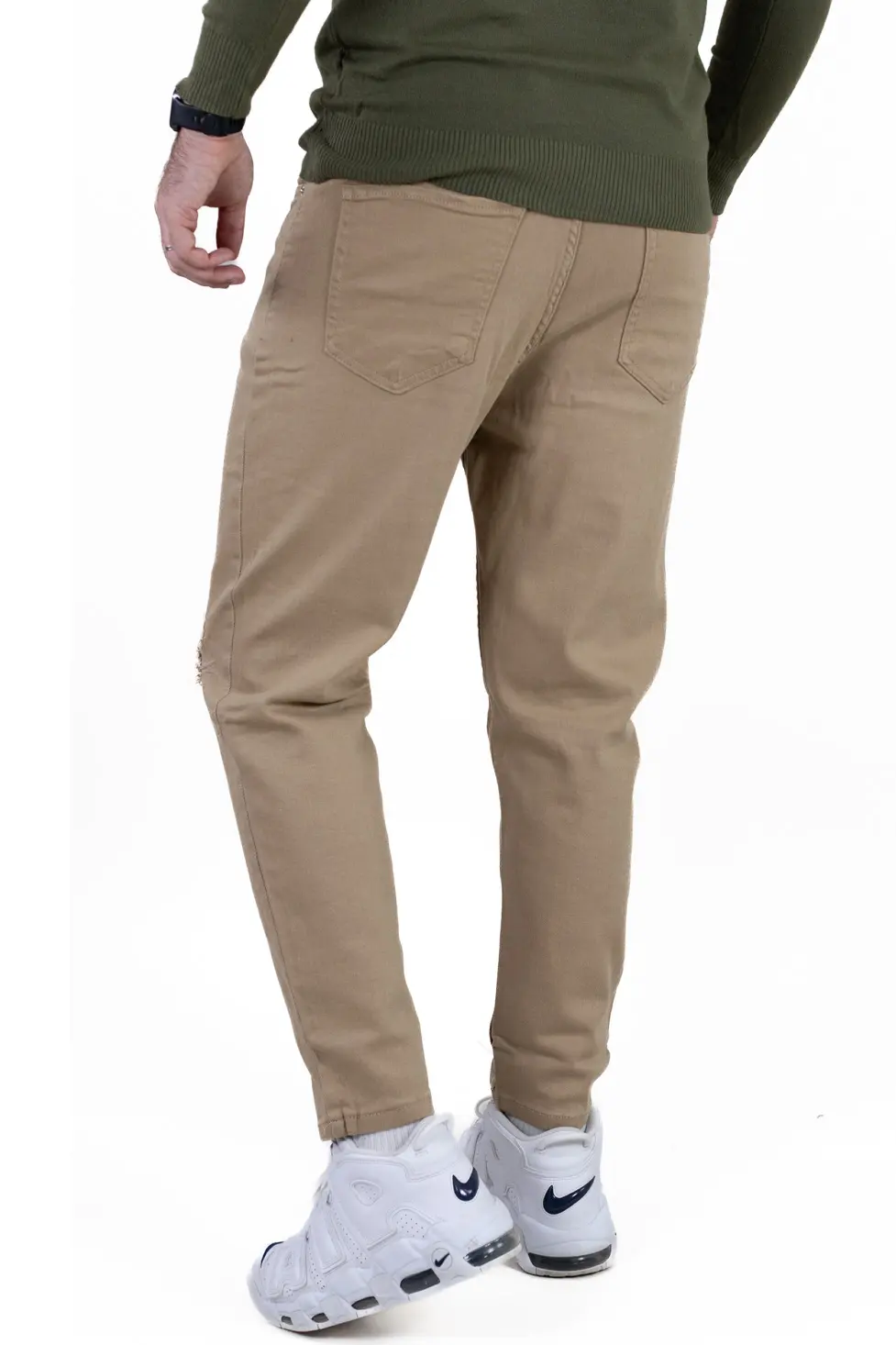 Blugi simpli boyfriend bărbați maro cu rupturi [3]