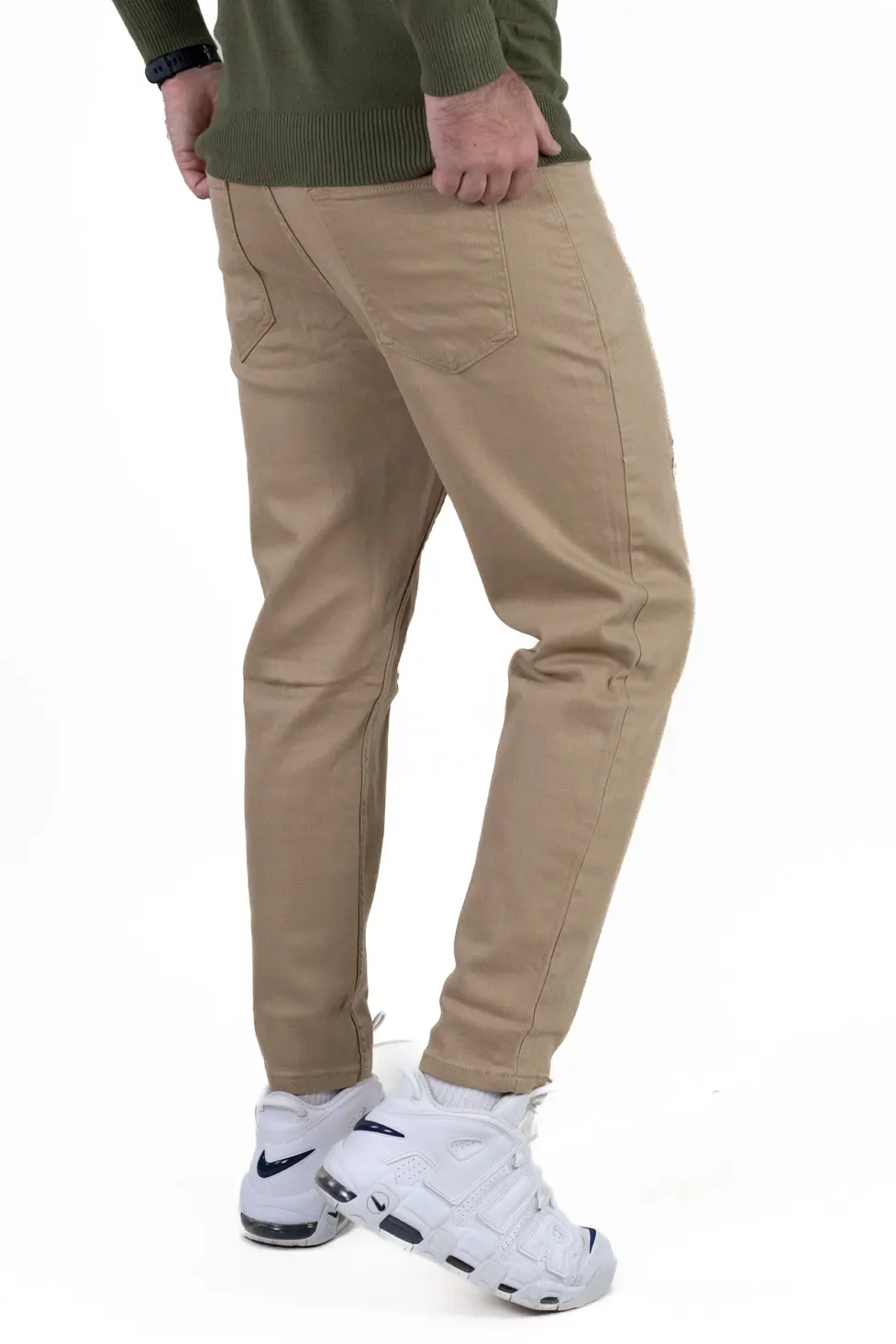 Blugi simpli boyfriend bărbați maro cu rupturi [4]