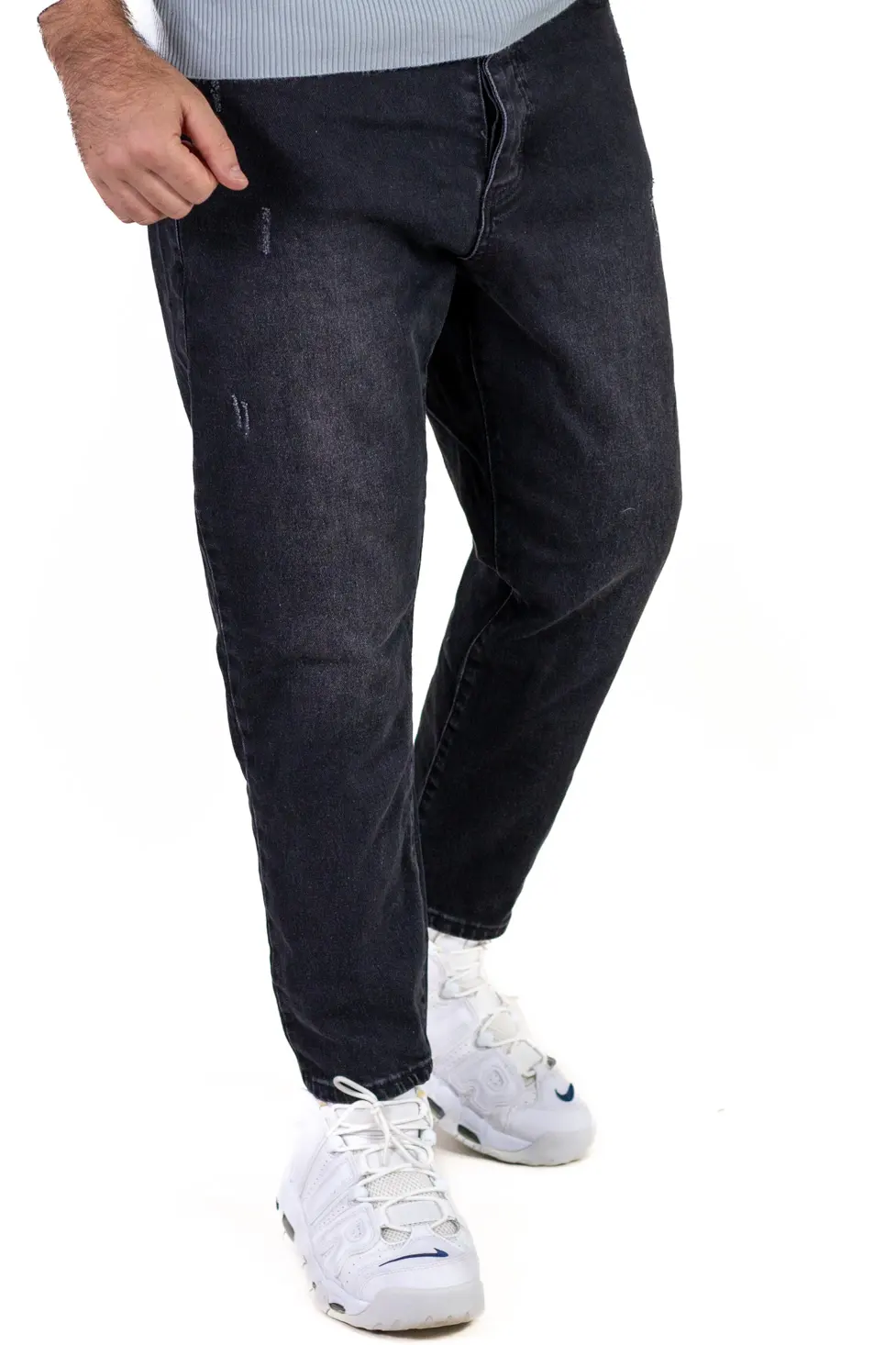 Blugi boyfriend bărbați din bumbac 100%, negri zgâriați [1]