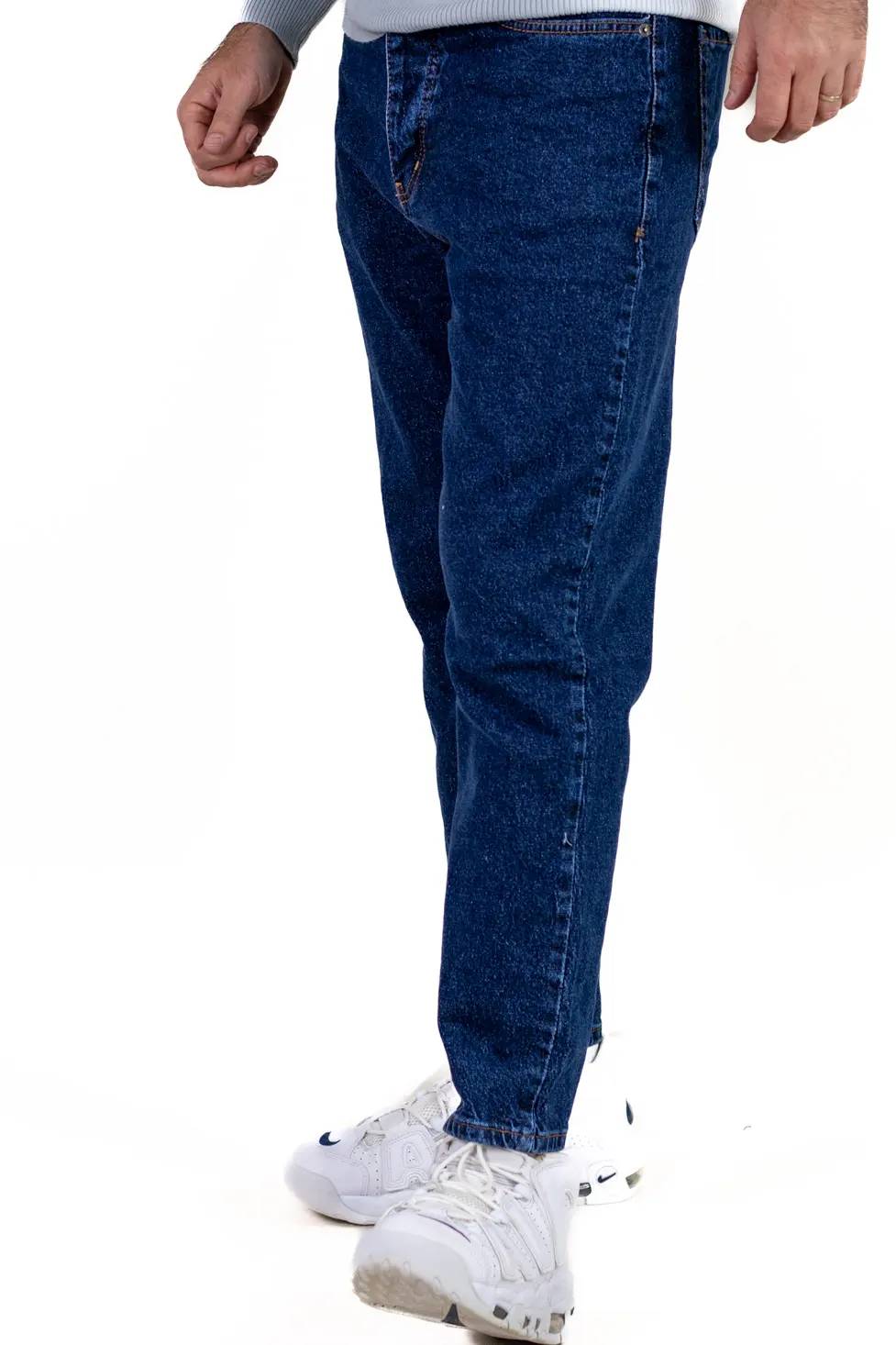 Blugi boyfriend bărbați din bumbac 100%, albastru indigo [2]