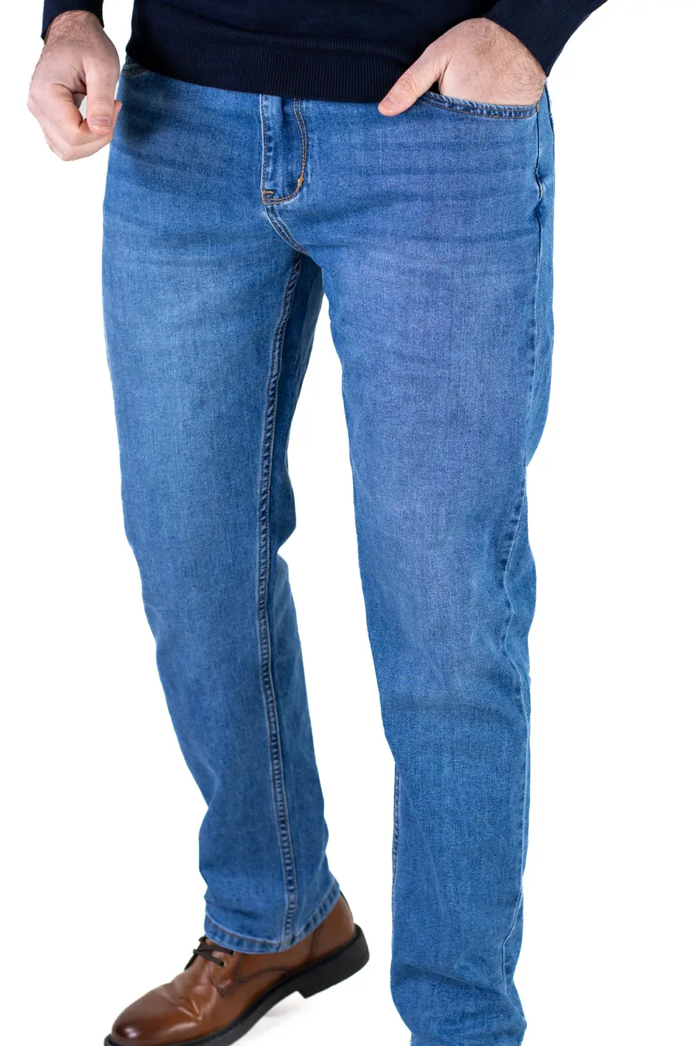 Blugi bărbați regular fit, model simplu, albaștri [8]