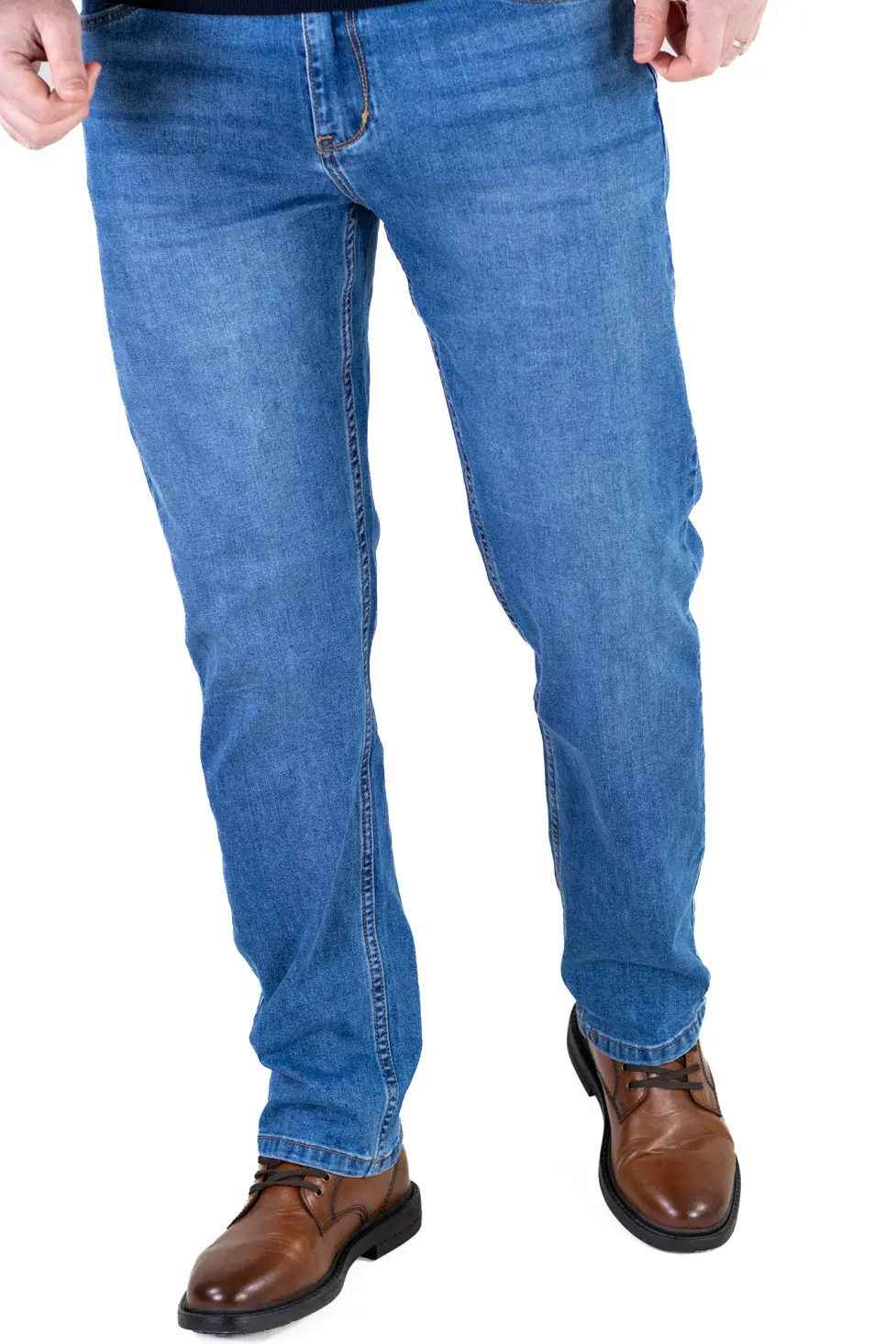 Blugi bărbați regular fit, model simplu, albaștri [5]