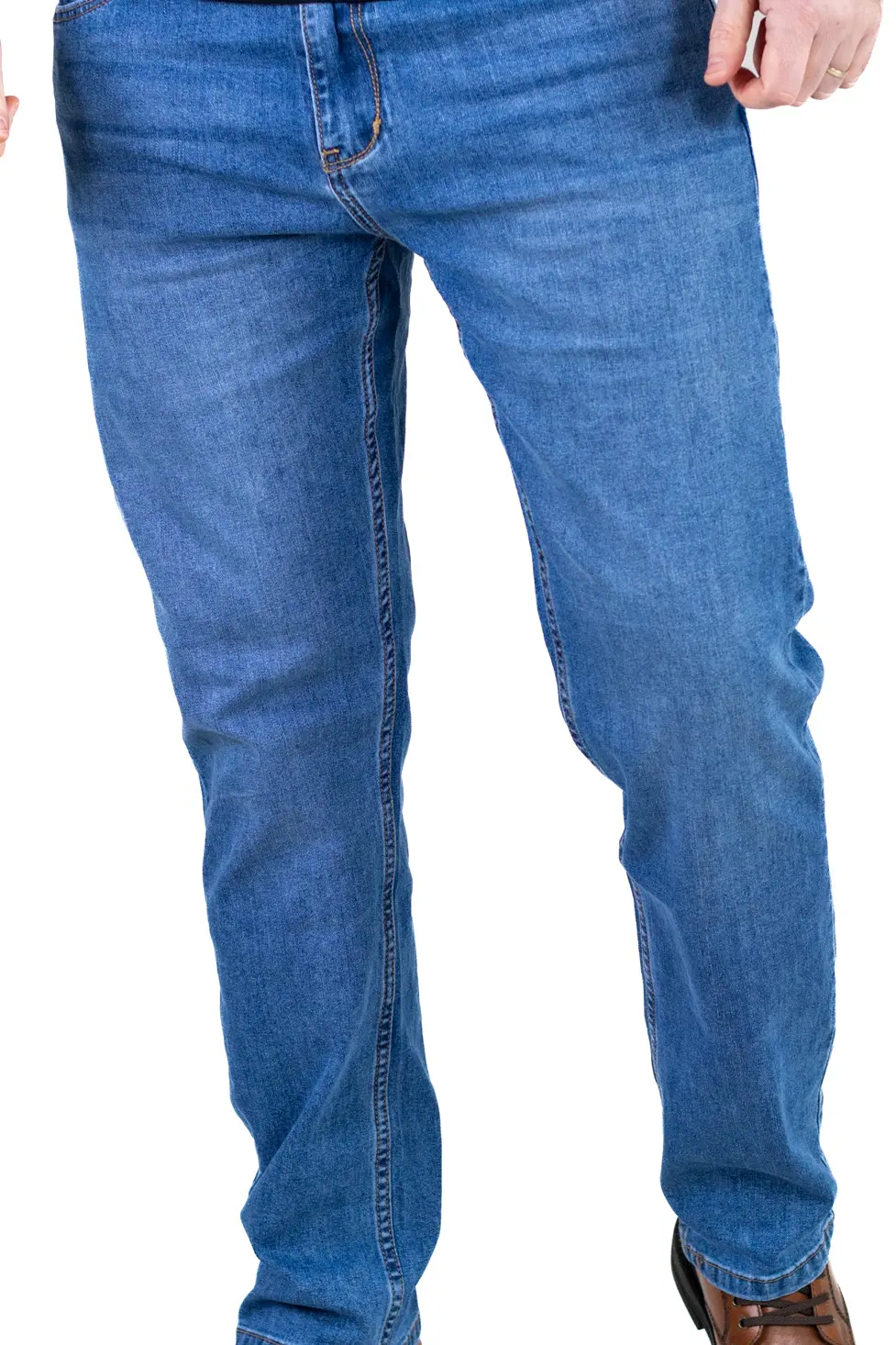 Blugi bărbați regular fit, model simplu, albaștri [6]