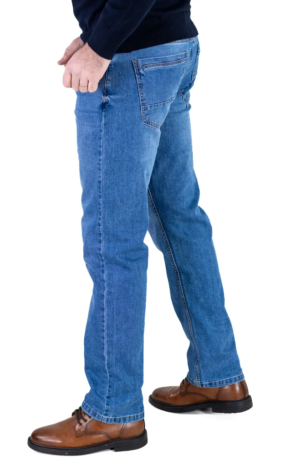 Blugi bărbați regular fit, model simplu, albaștri [4]