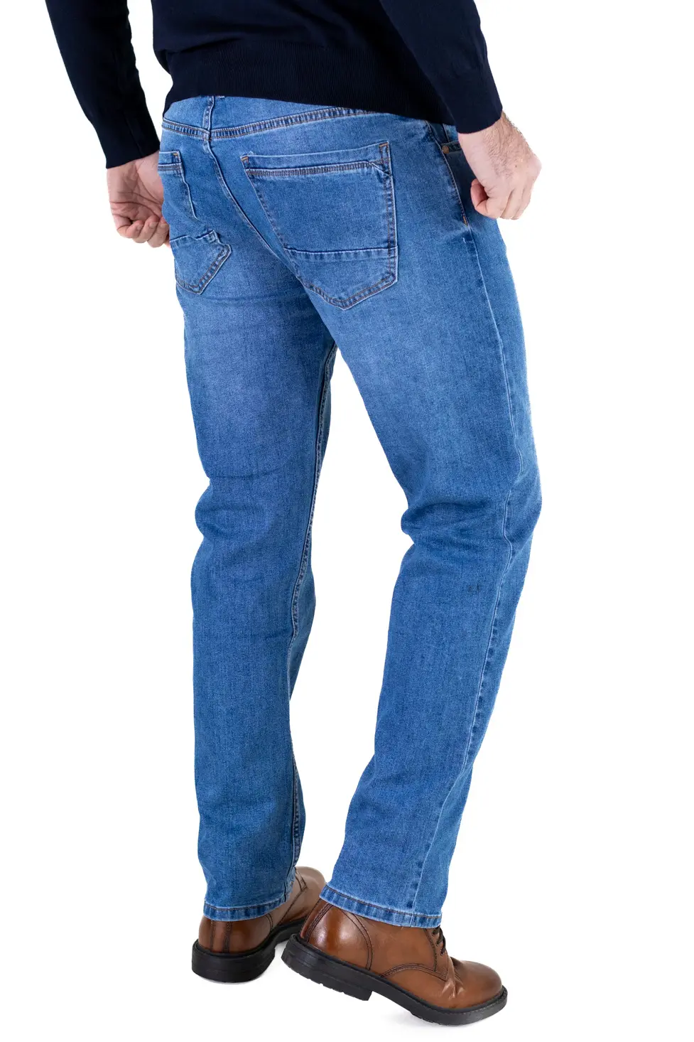 Blugi bărbați regular fit, model simplu, albaștri [2]