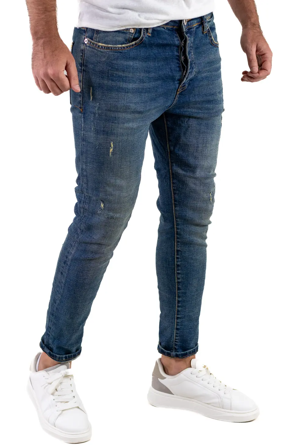 Blugi skinny fit albastru denim bărbați [1]