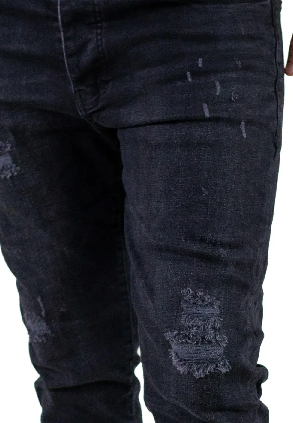 Blugi skinny fit negri bărbați – Denim premium cu efect uzat [5]