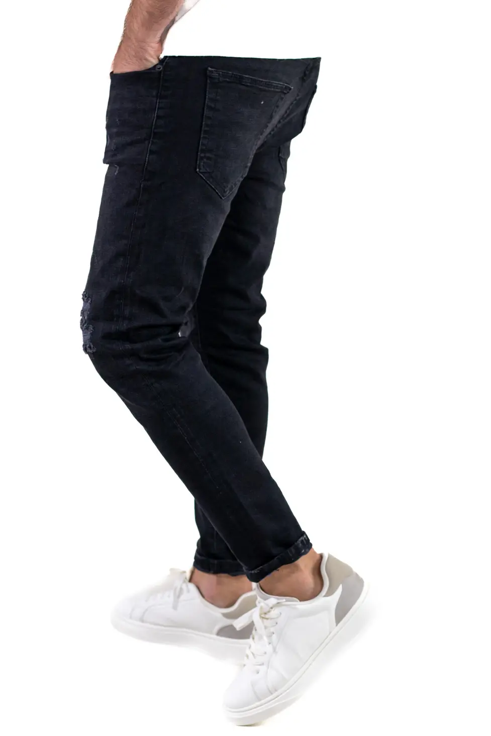 Blugi skinny fit negri bărbați – Denim premium cu efect uzat [4]