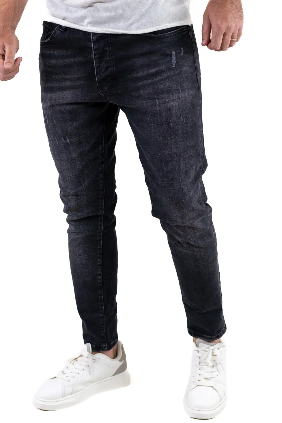 Promotii - Blugi skinny fit negri pentru bărbați, din denim premium
