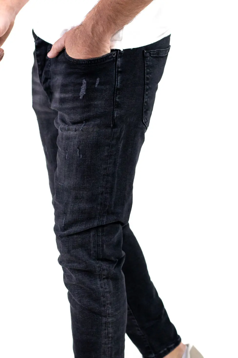 Blugi skinny fit negri pentru bărbați, din denim premium [2]