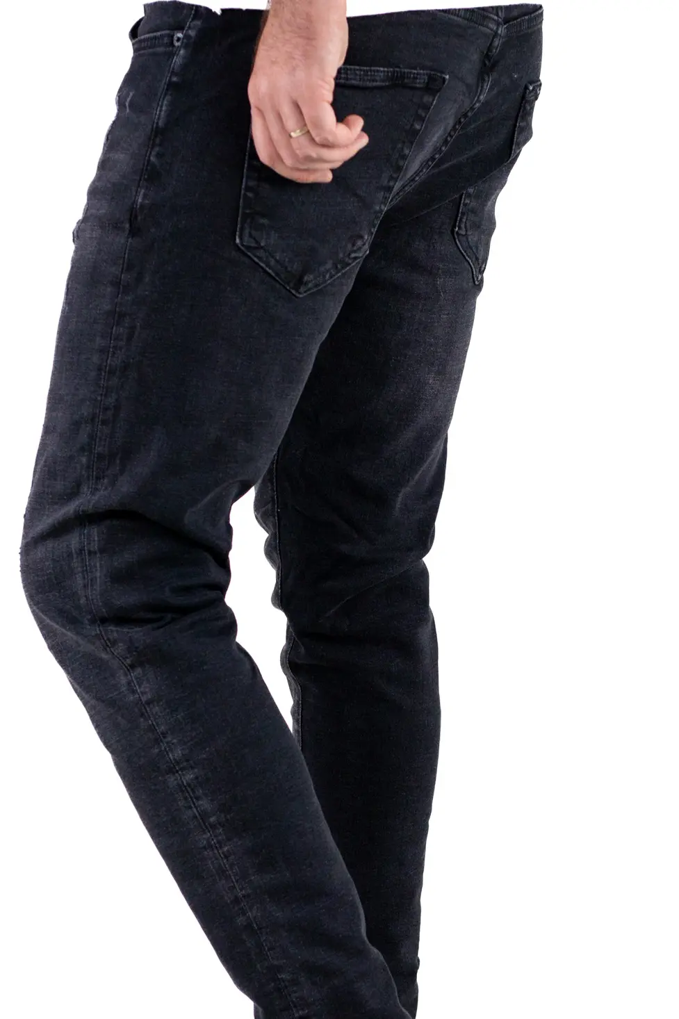 Blugi skinny fit negri pentru bărbați, din denim premium [5]