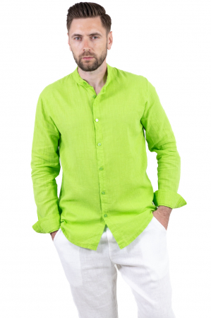 Cămașă verde mar 100% din in cu guler tunica [3]