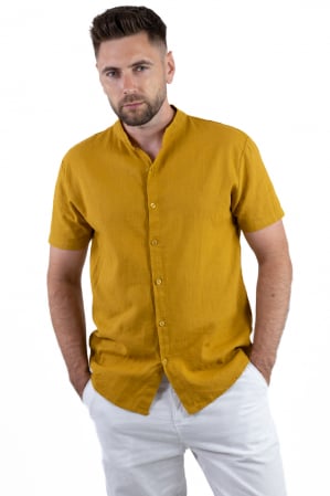 Camasi de in - Camasa din in cu maneca scurta mustar