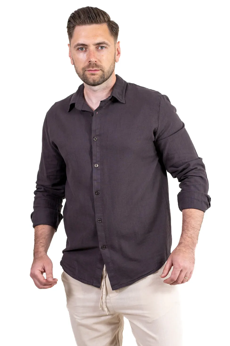 Cămașă maro din in 100% – Made in Italy [1]