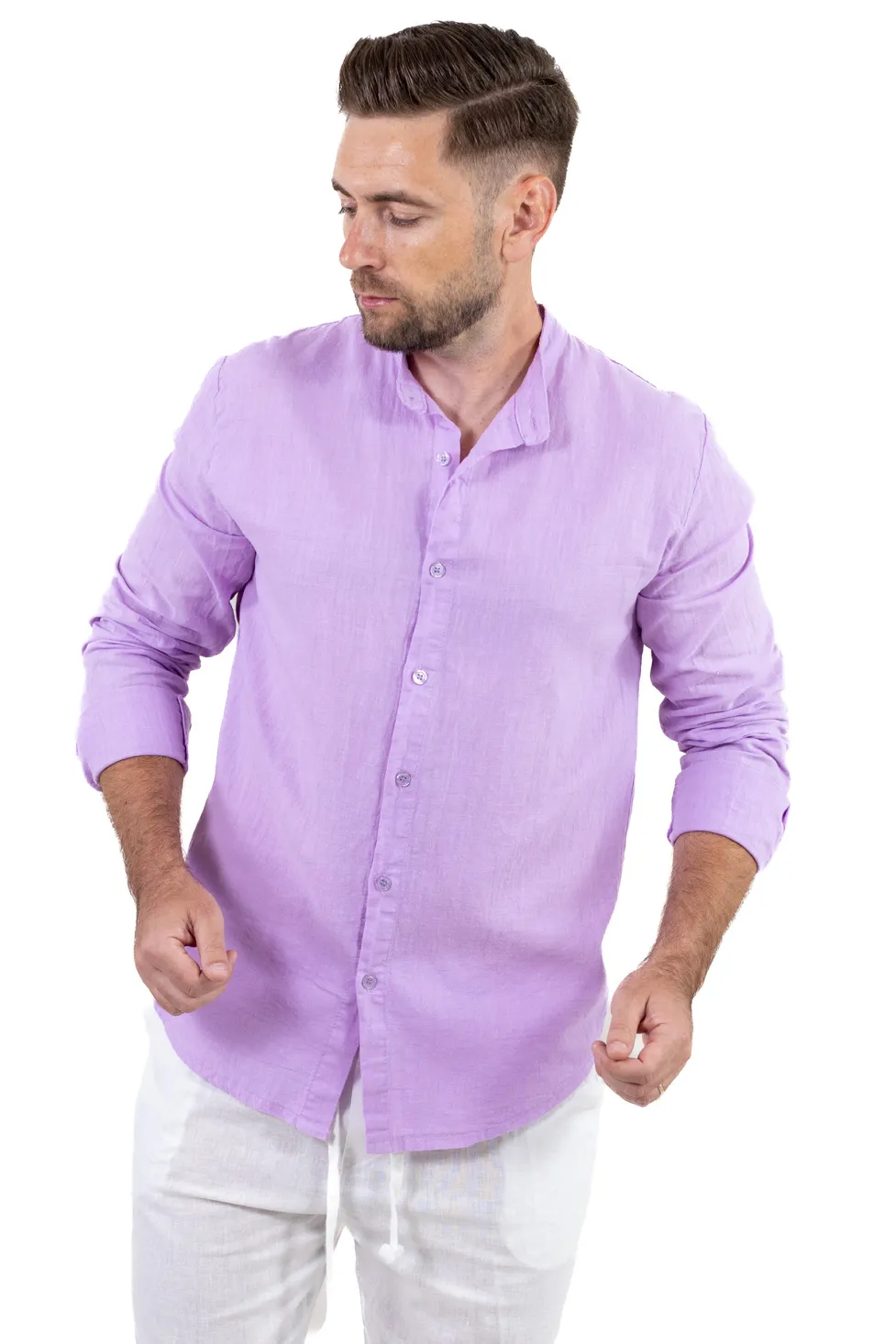 Cămașă lila din in 100% – Made in Italy [5]