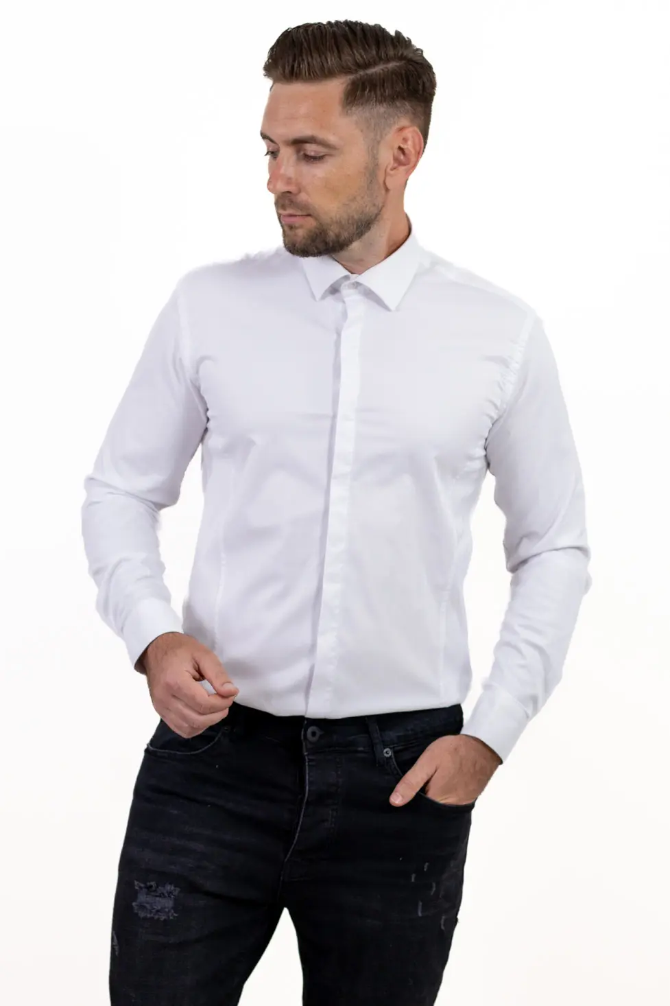 Camasi de bumbac - Cămașă albă premium bărbați – eleganță și confort