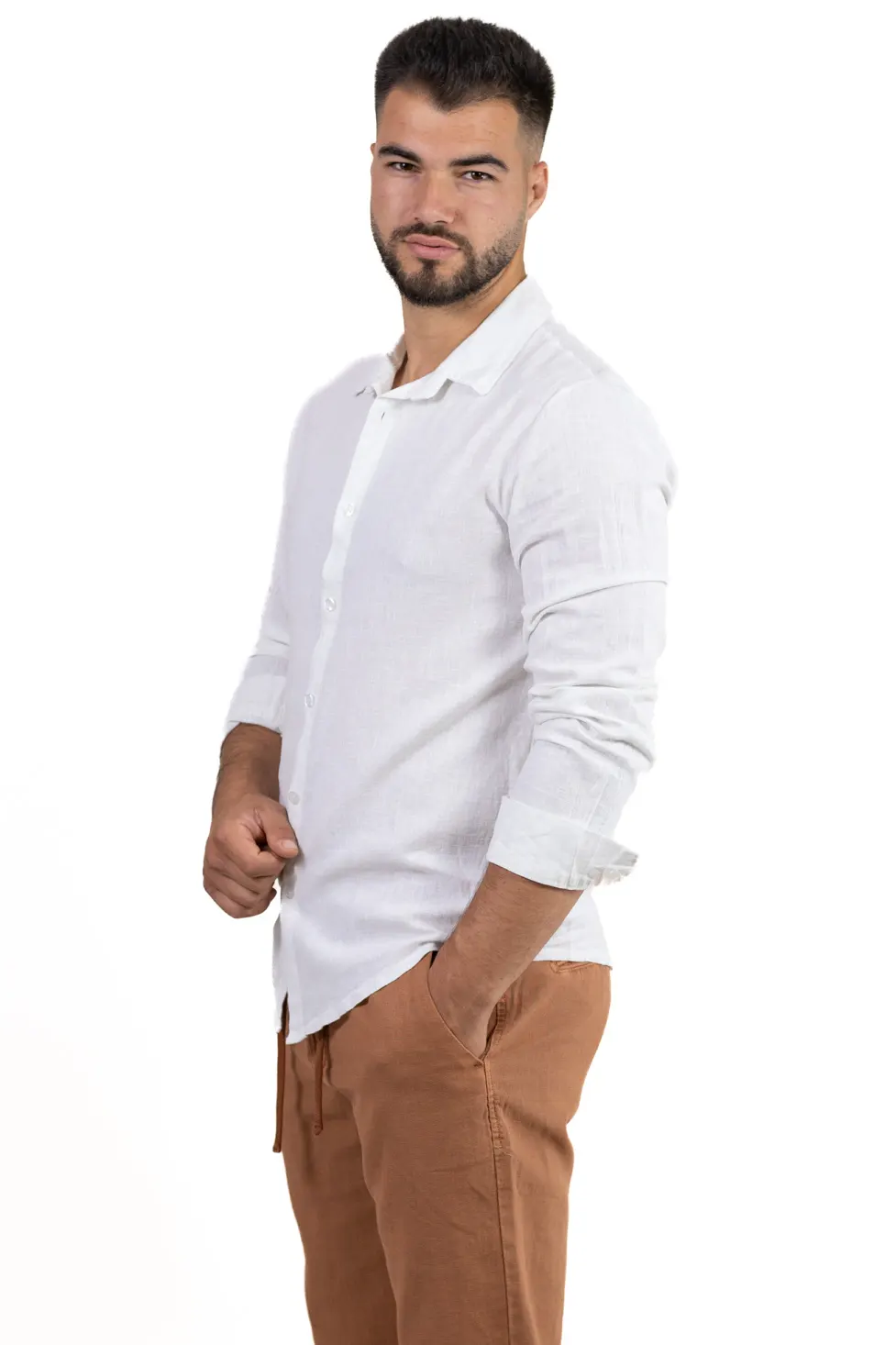 Cămașă alba din in 100% – Made in Italy [2]