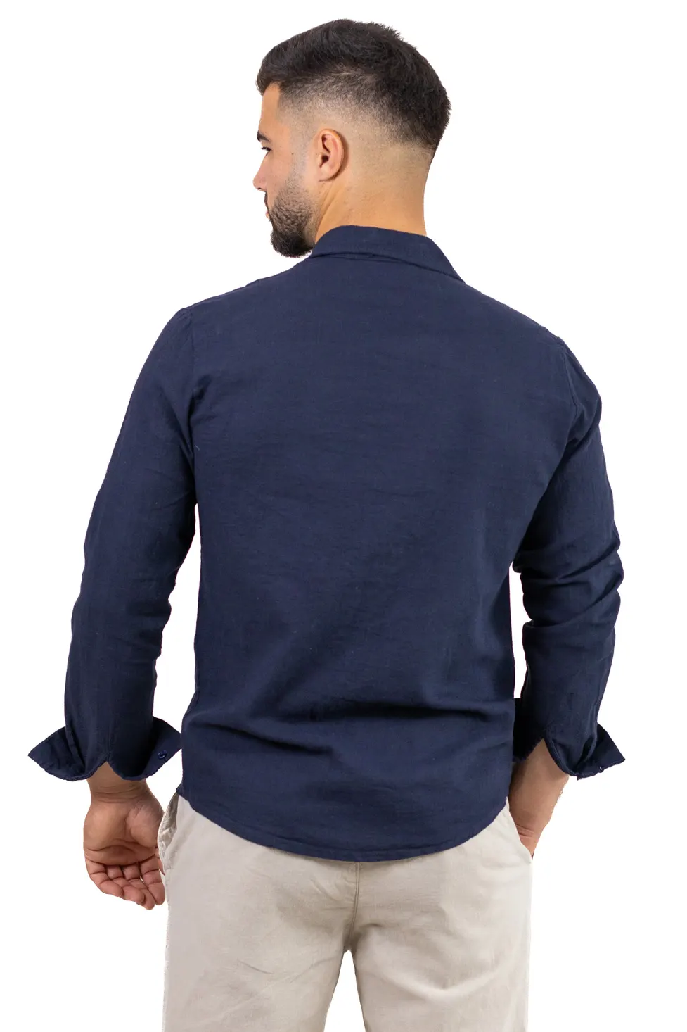 Cămașă bleumarin din in 100% – Made in Italy [3]