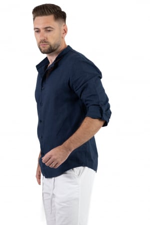 Camasi de in - Camasa bleumarin din in barbati