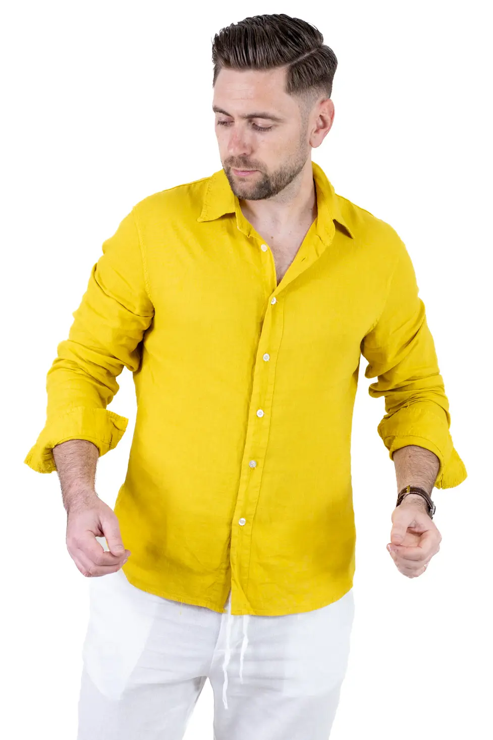 Cămașă muștar din in 100% – Made in Italy [1]