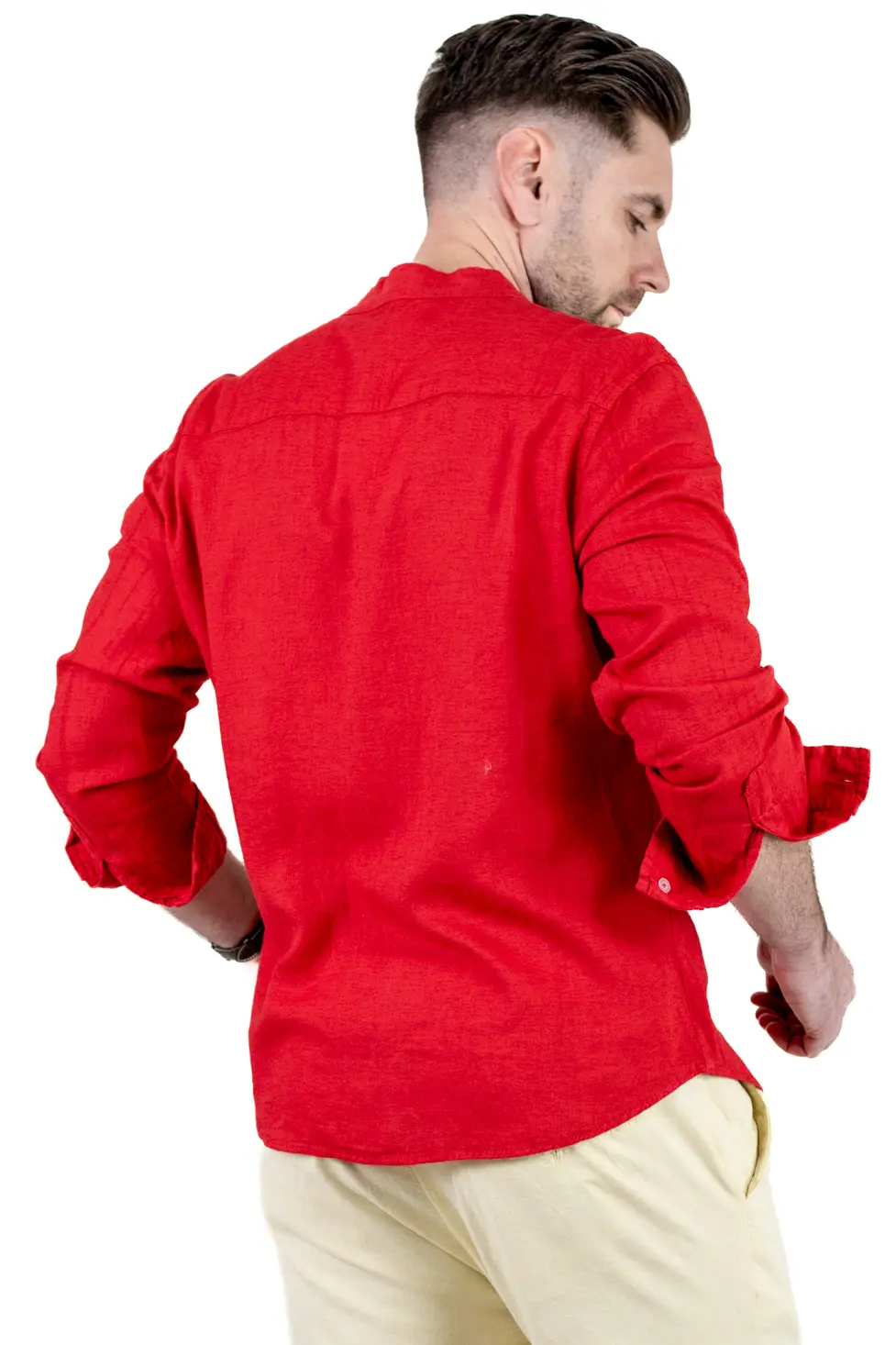 Cămașă rosie din in 100% – Made in Italy [5]
