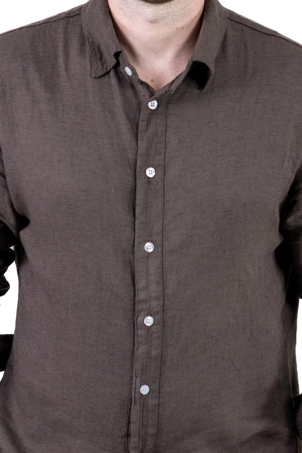 Cămașă maro din in 100% – Made in Italy [5]