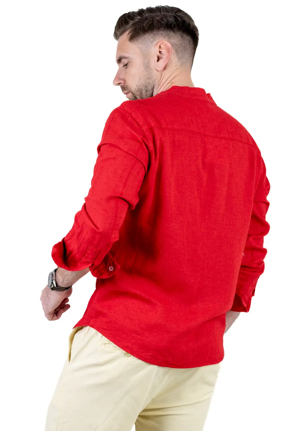 Cămașă rosie din in 100% – Made in Italy [6]