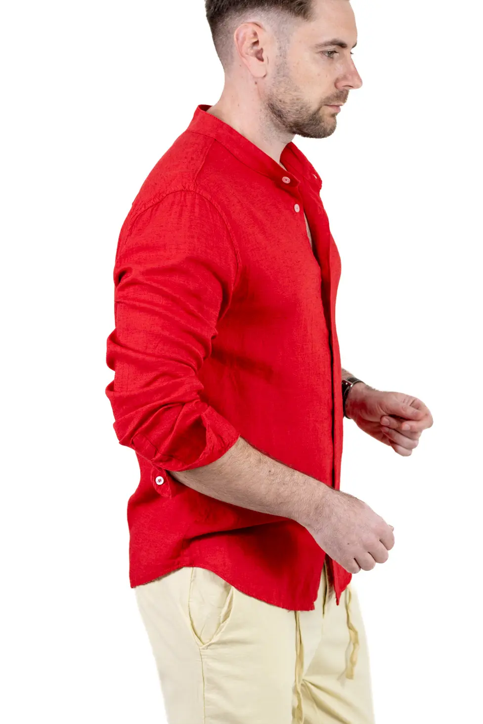 Cămașă rosie din in 100% – Made in Italy [4]