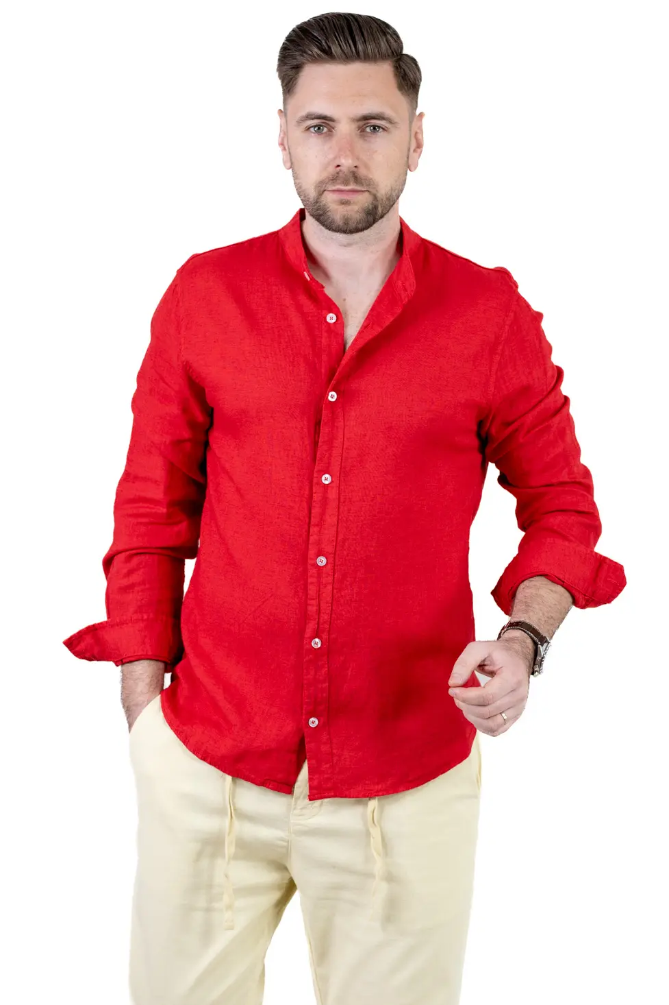 Cămașă rosie din in 100% – Made in Italy [1]