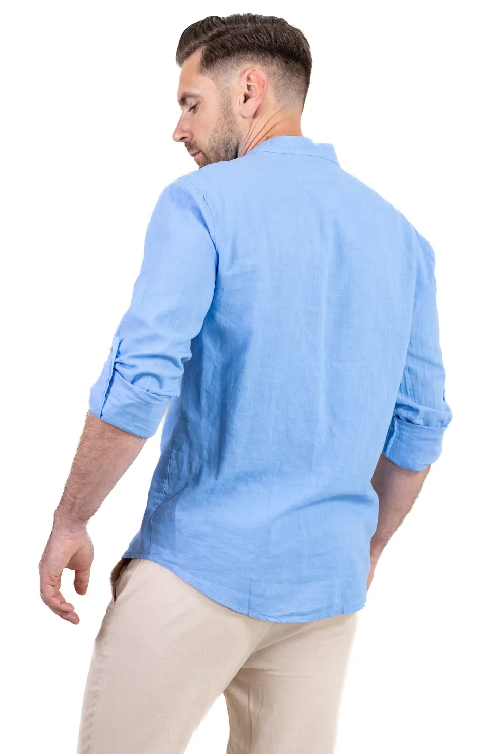Cămașă albastra din in 100% – Made in Italy [6]