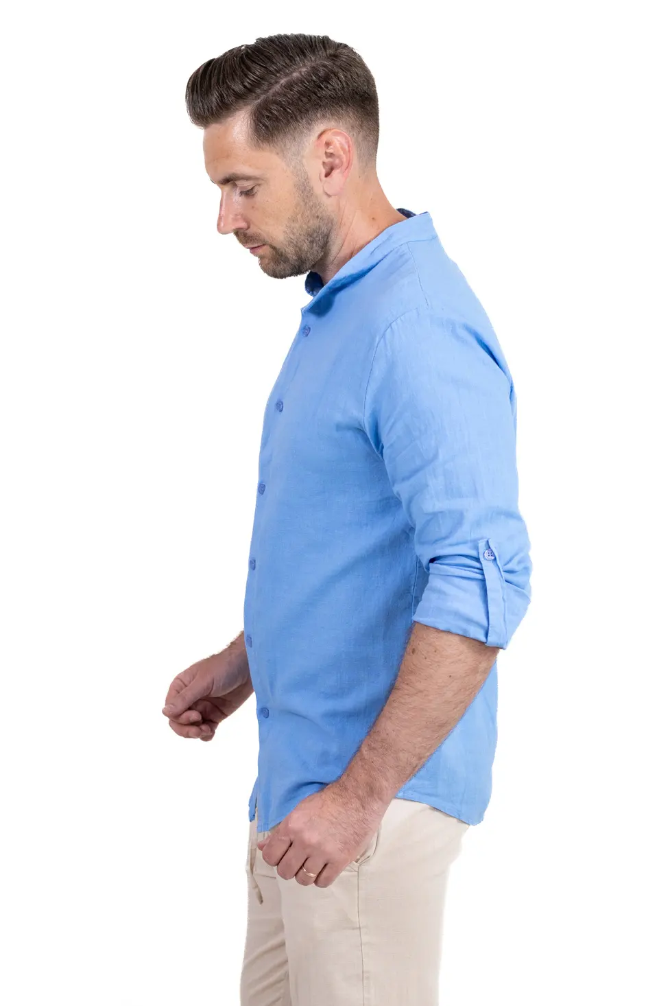Cămașă albastra din in 100% – Made in Italy [3]