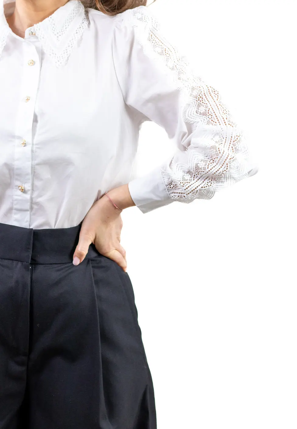 Cămașă elegantă cu dantelă pentru femei – model cu nasturi frontali [4]
