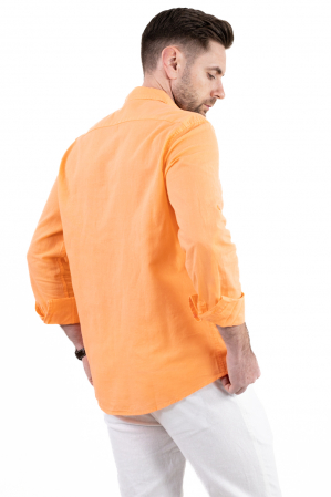 Camasa orange din in cu guler normal [4]