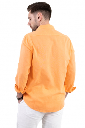 Camasa orange din in cu guler normal [2]