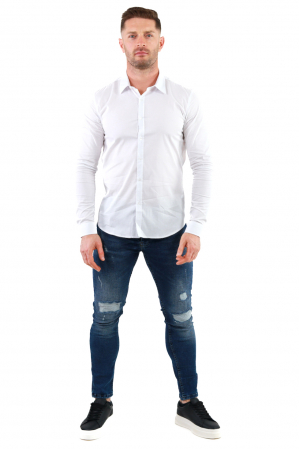 Camasa regular fit alba guler normal [5]