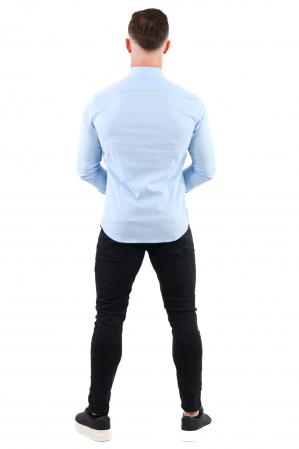 Camasi slim fit - Camasa regular fit albastra guler normal