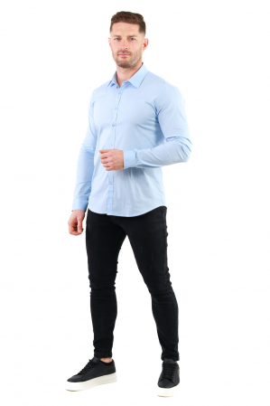Camasa regular fit albastra guler normal [3]