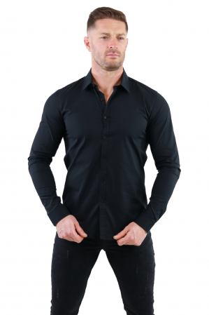Camasa regular fit neagra guler normal [5]