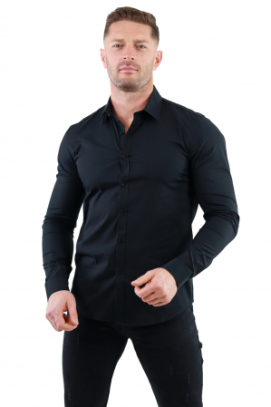 Camasa regular fit neagra guler normal [6]