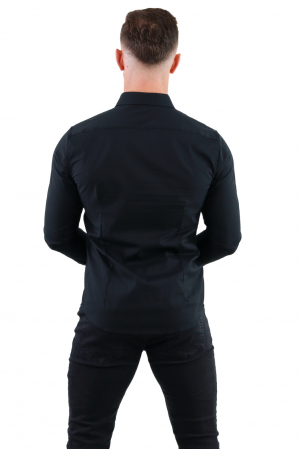 Camasa regular fit neagra guler normal [2]